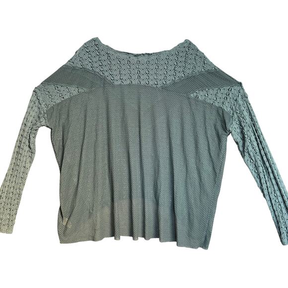 Free PeopleTextured Open Weave Fishnet Mesh Sheer Top Women No Size Boho Blue - Picture 7 of 12
